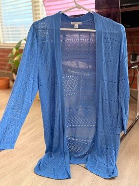 Croft & Barrow Blue Textured Lightweight Cardigan | Size Large Women’s